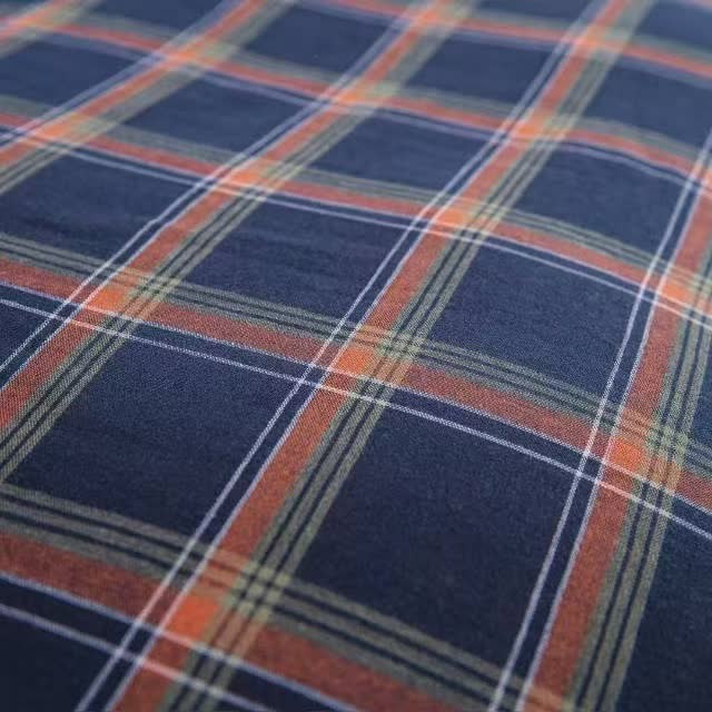 Retro-Karo-Bettwäscheset aus Baumwollgaze mit Knöpfen (4-teilig) - image 6