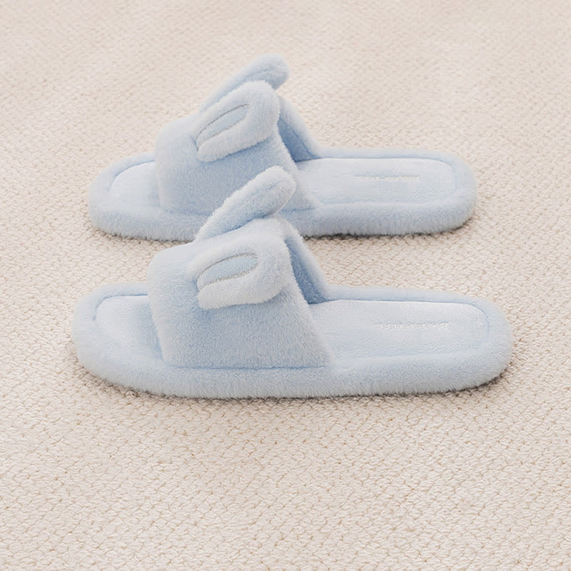 Niedliche Hasen-Plüschpantoffeln mit offener Zehenpartie - Blau - XL - image 2