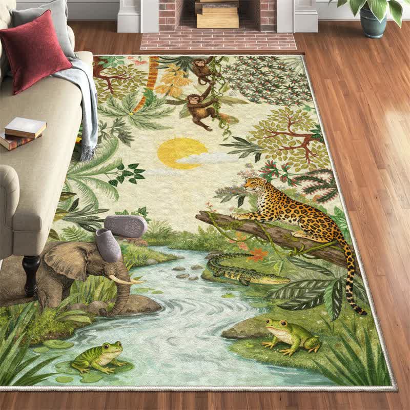 Rechteckiger Teppich mit tropischem Wildtiermotiv - image 3