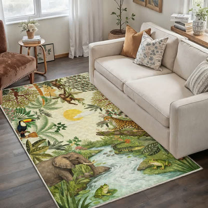 Rechteckiger Teppich mit tropischem Wildtiermotiv - image 2
