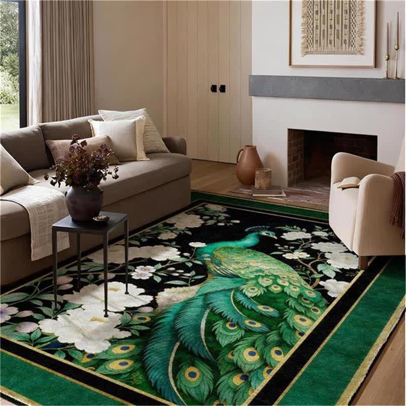 Eleganter, rutschfester Teppich mit Pfauenmuster - image 10