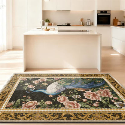 Eleganter, rutschfester Teppich mit Pfauenmuster - image 3