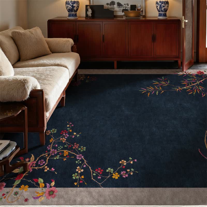 Orientalischer Chinoiserie-Teppich mit Blumenmuster, rutschfest - image 2