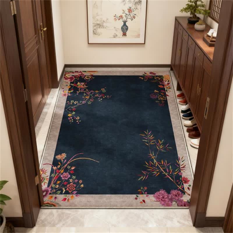 Orientalischer Chinoiserie-Teppich mit Blumenmuster, rutschfest - image 1