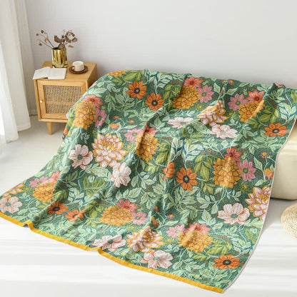 Wendbare Tagesdecke aus Baumwollgaze mit Dahlienmuster - image 3
