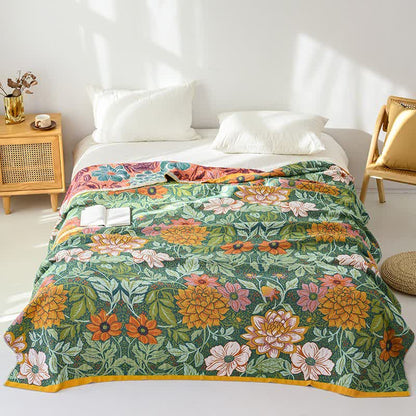 Wendbare Tagesdecke aus Baumwollgaze mit Dahlienmuster - 230cm x 250cm - image 0