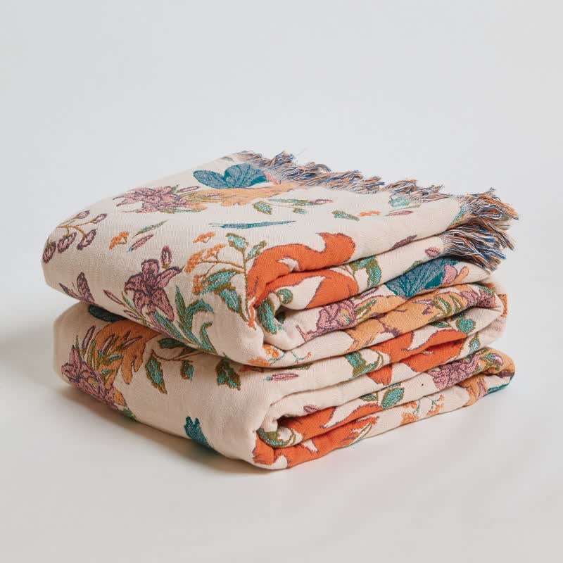 Quilt aus Baumwollgaze mit Eichhörnchen-, Schmetterlings- und Blumenmuster - image 5