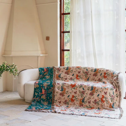Quilt aus Baumwollgaze mit Eichhörnchen-, Schmetterlings- und Blumenmuster - image 8