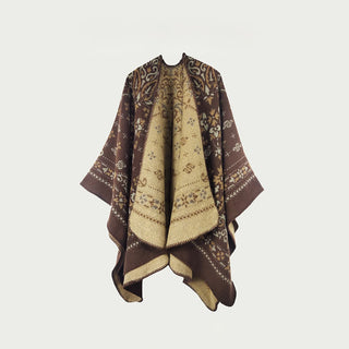 Wendbarer Schal/Umhang mit Vintage-Muster - Kamel - 150cm x 120cm - image 0