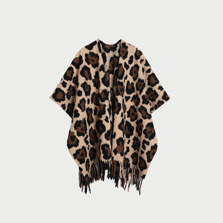 Moderner Schal mit Fransen im Leopardenmuster - Kamel - 150cm x 120cm - image 0