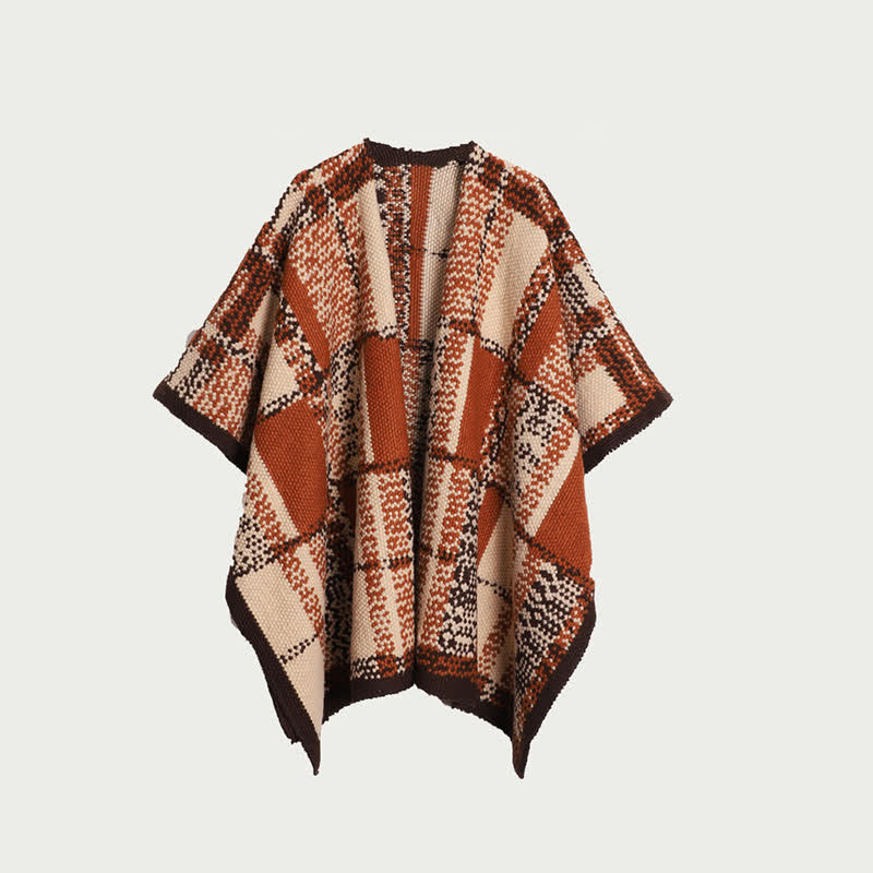 Stilvoller Schal/Decke mit Punktkaromuster - Kamel - 150cm x 120cm - image 0