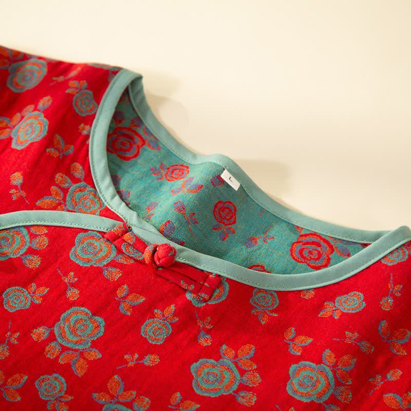 Orientalisches Vintage-Rosen-Baumwoll-Loungewear-Set - image 3