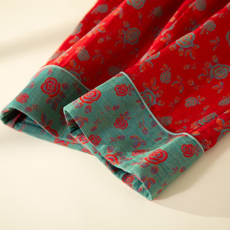 Orientalisches Vintage-Rosen-Baumwoll-Loungewear-Set - image 9