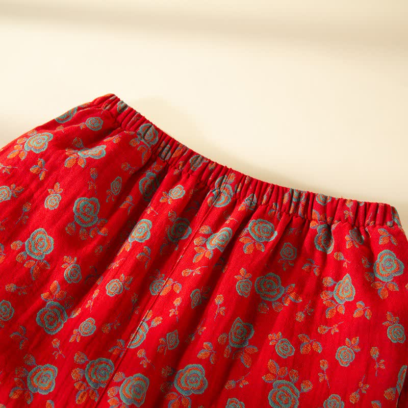 Orientalisches Vintage-Rosen-Baumwoll-Loungewear-Set - image 7