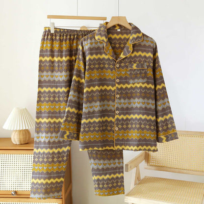Vintage Wave Baumwoll-Loungewear-Set für Paare - Herren: Grau - XL - image 13