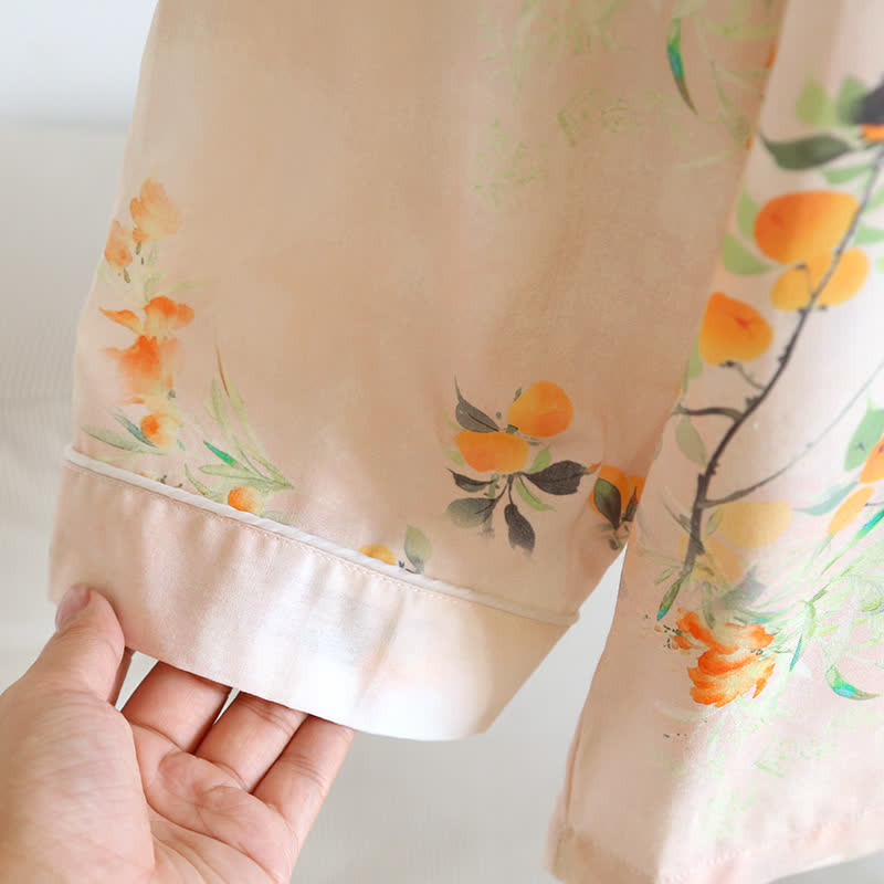 Orientalisches Loungewear-Set aus gelber Baumwolle mit Beerenmuster - image 6