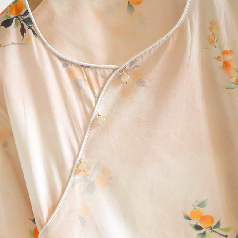 Orientalisches Loungewear-Set aus gelber Baumwolle mit Beerenmuster - image 4