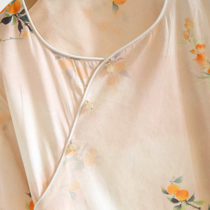 Orientalisches Loungewear-Set aus gelber Baumwolle mit Beerenmuster - image 4