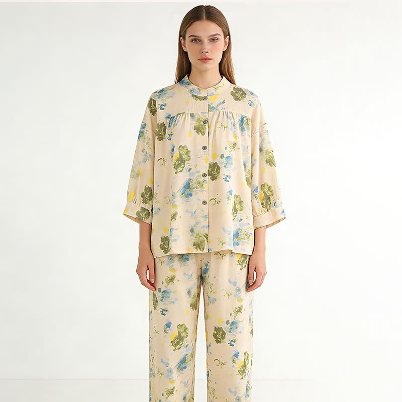 Loungewear-Set aus Baumwolle mit orientalischem Tintenmuster - image 1