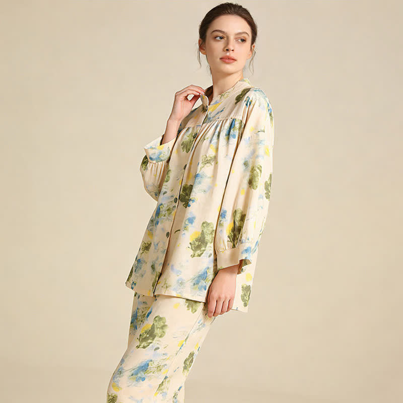 Loungewear-Set aus Baumwolle mit orientalischem Tintenmuster - image 2