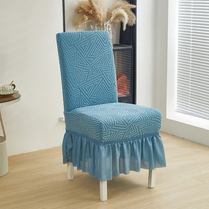 Geometrischer elastischer Stretch-Esszimmerstuhlbezug - Blau - 6 Stück - Einheitsgröße - image 8