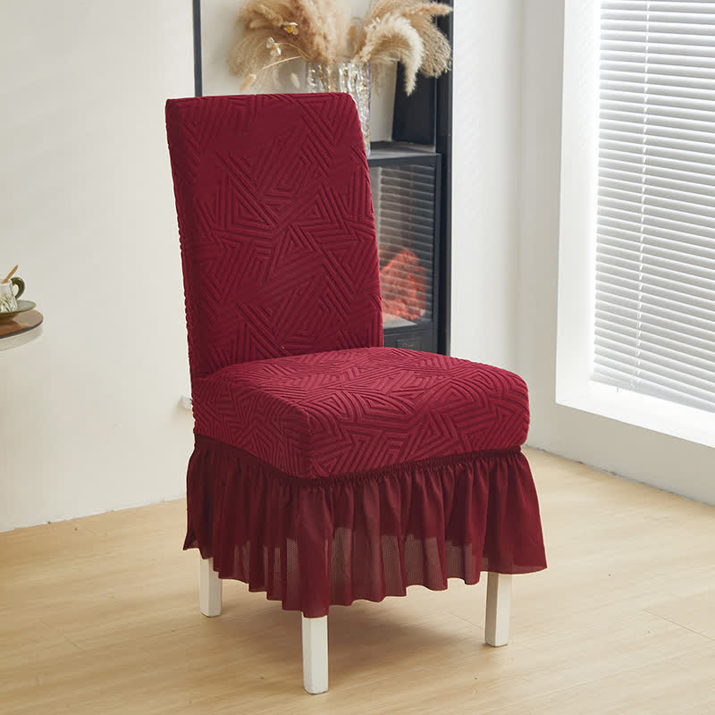 Geometrischer elastischer Stretch-Esszimmerstuhlbezug - Wein - 6 Stück - Einheitsgröße - image 11