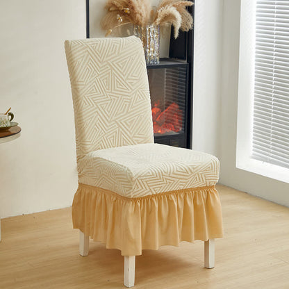 Geometrischer elastischer Stretch-Esszimmerstuhlbezug - Beige - 6 Stück - Einheitsgröße - image 13