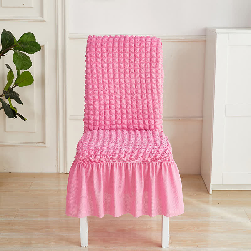 Seersucker-Stretch-Stuhlbezug mit Rüschensaum - Rosa - 6 Stück - Einheitsgröße - image 10