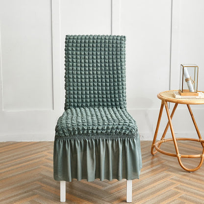 Seersucker-Stretch-Stuhlbezug mit Rüschensaum - Salbeigrün - 6 Stück - Einheitsgröße - image 14