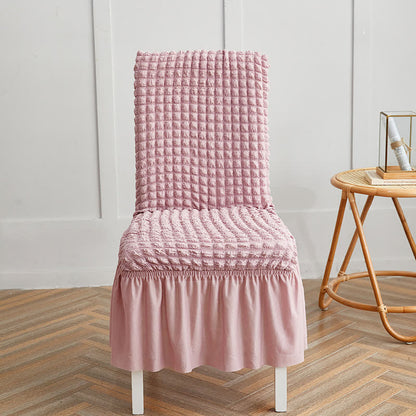 Seersucker-Stretch-Stuhlbezug mit Rüschensaum - Hellrosa - 6 Stück - Einheitsgröße - image 9