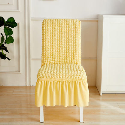 Seersucker-Stretch-Stuhlbezug mit Rüschensaum - Hellgelb - 6 Stück - Einheitsgröße - image 4