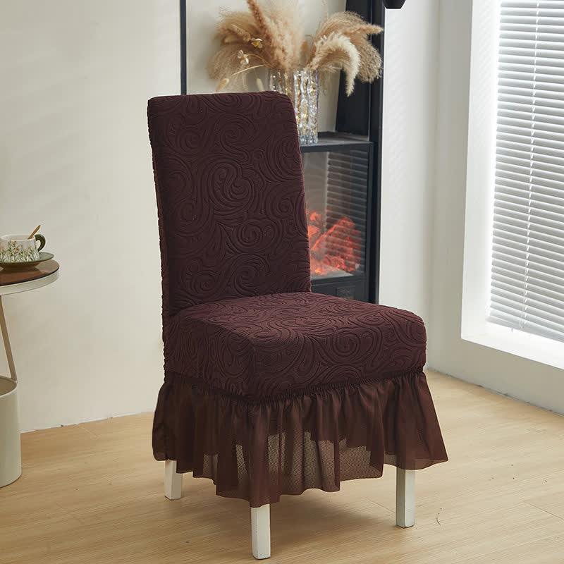 Universal Stretch Jacquard Esszimmerstuhlbezug - Kaffee - 6 Stück - Einheitsgröße - image 10