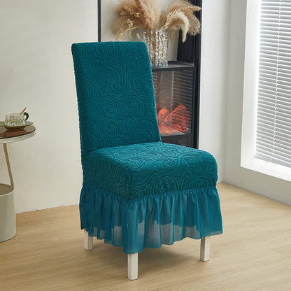 Universal Stretch Jacquard Esszimmerstuhlbezug - Cyan - 6 Stück - Einheitsgröße - image 11