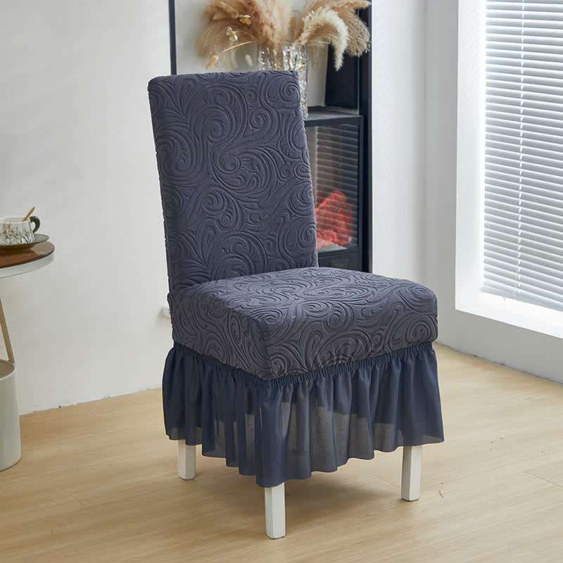 Universal Stretch Jacquard Esszimmerstuhlbezug - Grau - 6 Stück - Einheitsgröße - image 12