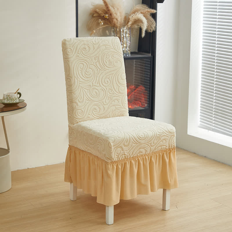 Universal Stretch Jacquard Esszimmerstuhlbezug - Beige - 6 Stück - Einheitsgröße - image 3