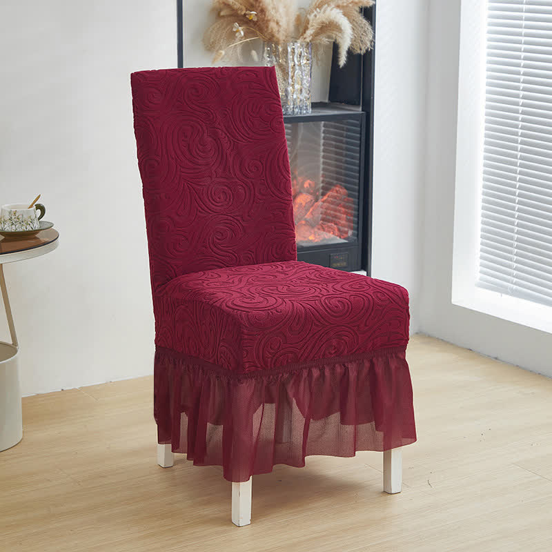 Universal Stretch Jacquard Esszimmerstuhlbezug - Wein - 6 Stück - Einheitsgröße - image 13
