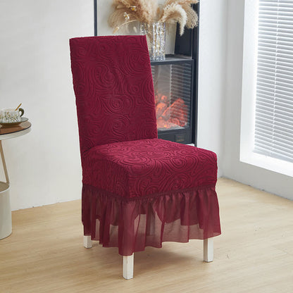 Universal Stretch Jacquard Esszimmerstuhlbezug - Wein - 6 Stück - Einheitsgröße - image 13