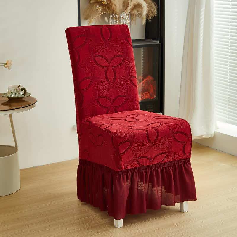 Stuhlhusse aus einfarbigem Stretch-Jacquard - Wein - 6 Stück - Rock - image 17