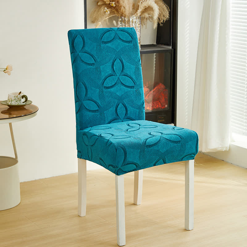 Stuhlhusse aus einfarbigem Stretch-Jacquard - Cyan - 6 Stück - Standard - image 16