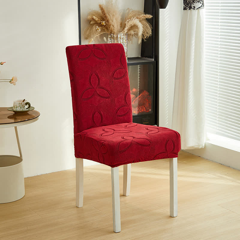 Stuhlhusse aus einfarbigem Stretch-Jacquard - Wein - 6 Stück - Standard - image 18