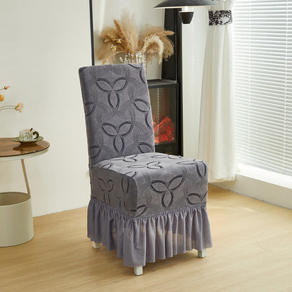 Stuhlhusse aus einfarbigem Stretch-Jacquard - Grau - 6 Stück - Rock - image 4