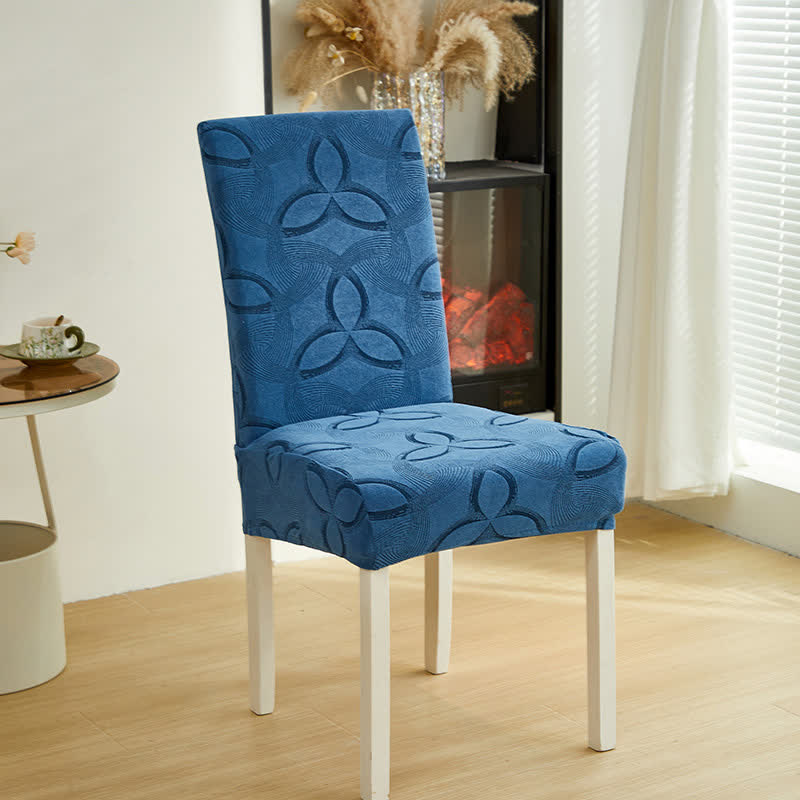 Stuhlhusse aus einfarbigem Stretch-Jacquard - Dunkelblau - 6 Stück - Standard - image 14