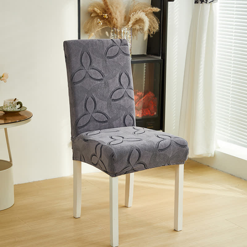 Stuhlhusse aus einfarbigem Stretch-Jacquard - Grau - 6 Stück - Standard - image 7