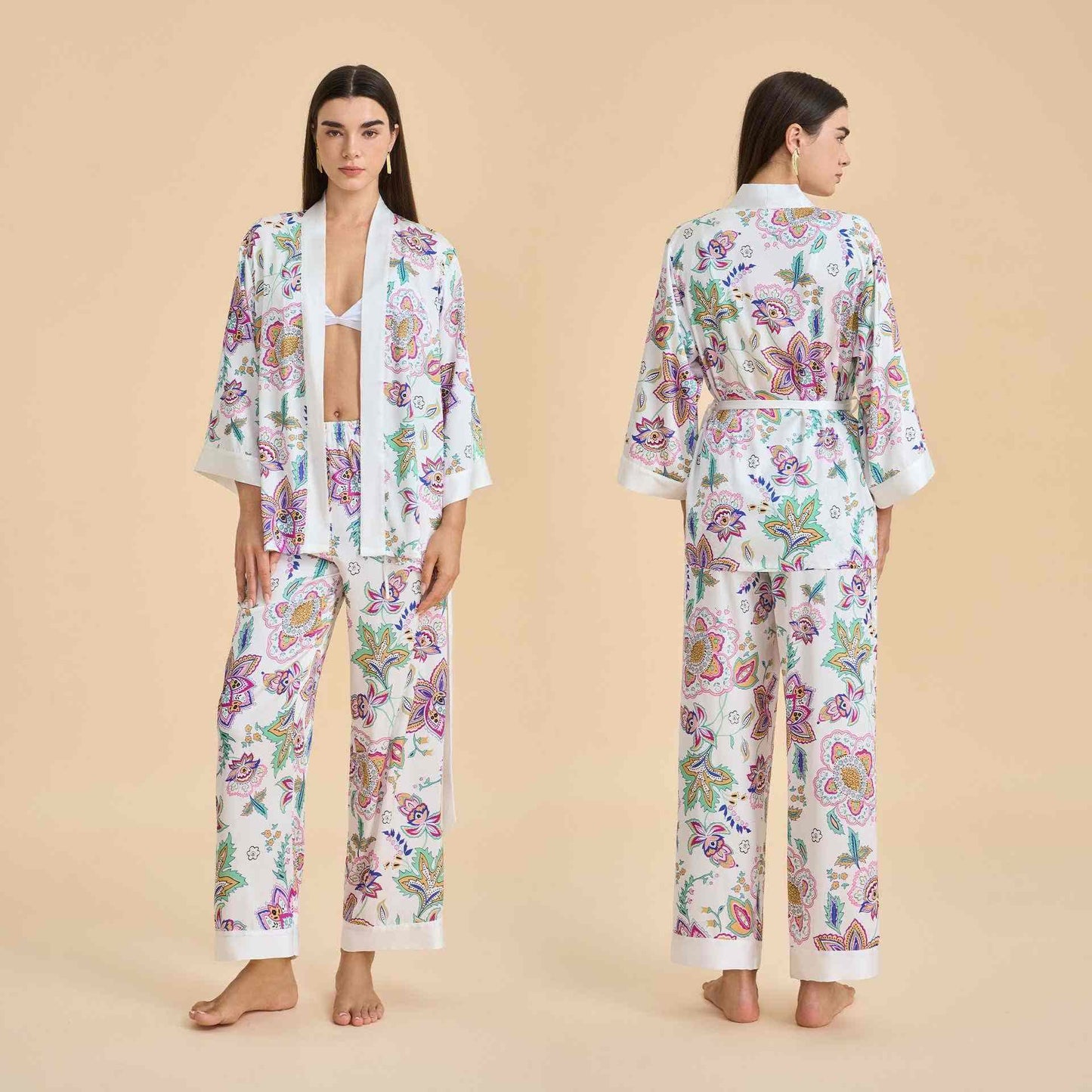 Retro-Blumen-Kimono-Loungewear-Set - Wie abgebildet - XL - image 0