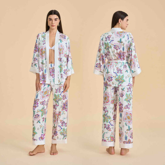 Retro-Blumen-Kimono-Loungewear-Set - Wie abgebildet - XL - image 0