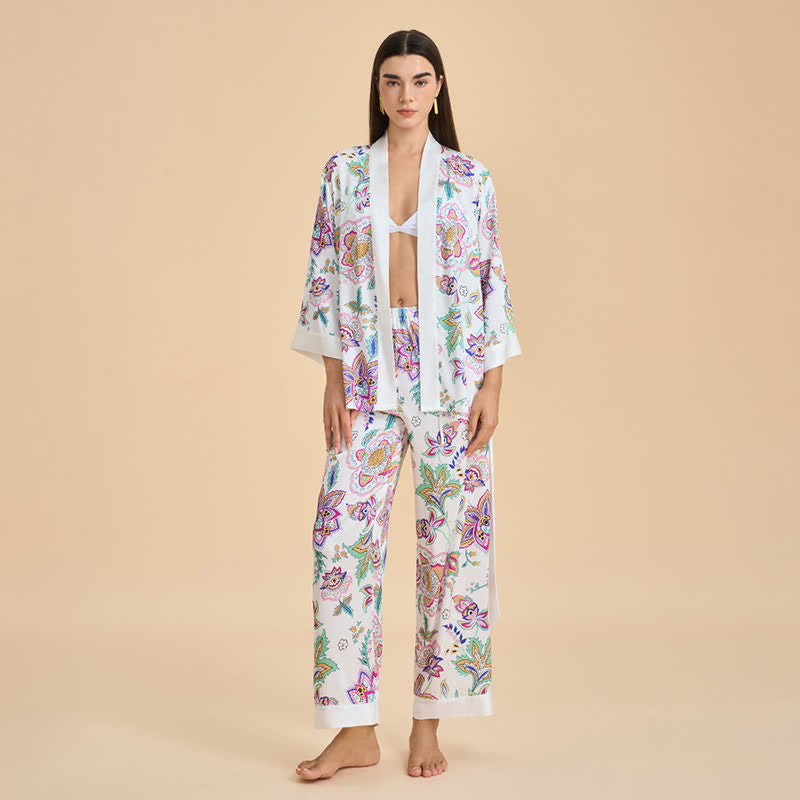Retro-Blumen-Kimono-Loungewear-Set - image 1