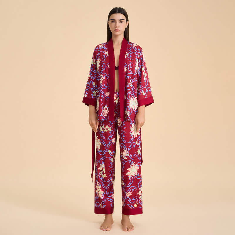 Loungewear-Set im Retro-Blumenkimono-Stil - image 1