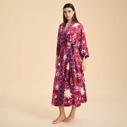 Retro-Bademantel im Kimono-Stil mit Blumenmuster - image 2