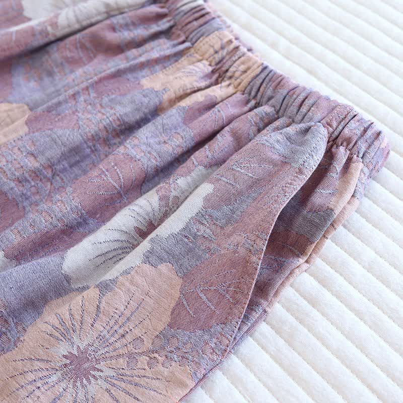 Loungewear-Set aus Baumwolle mit Kirschblüten-Jacquardmuster - image 9