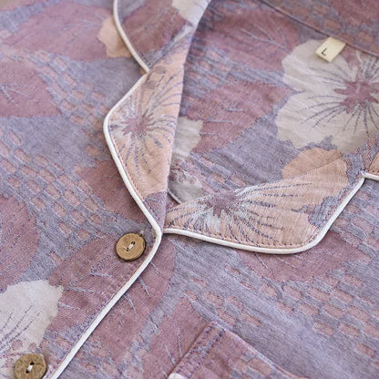 Loungewear-Set aus Baumwolle mit Kirschblüten-Jacquardmuster - image 4